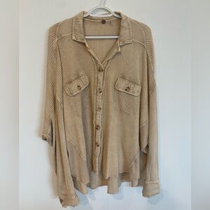 Free People One Scout Waffle Knit Top- Small